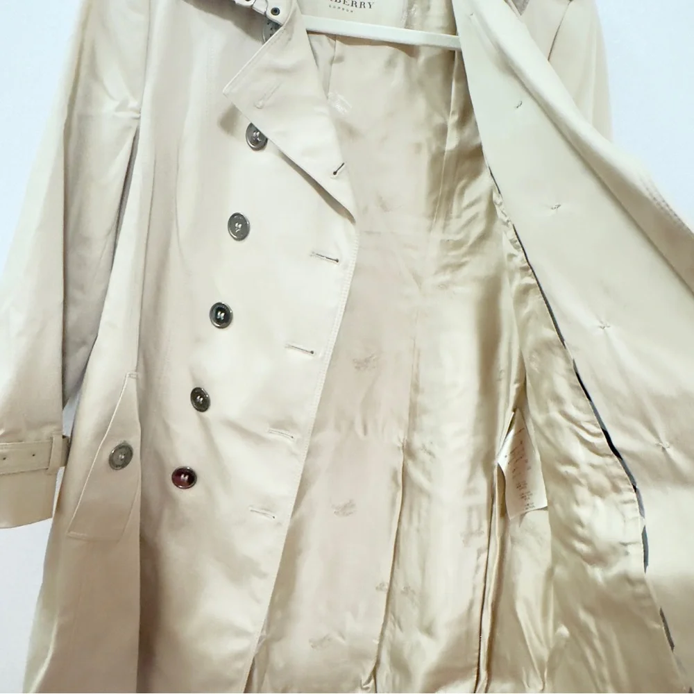Burberry London Classic Beige Trench Coat Women US 8 Double Breasted - Picture 5 of 14